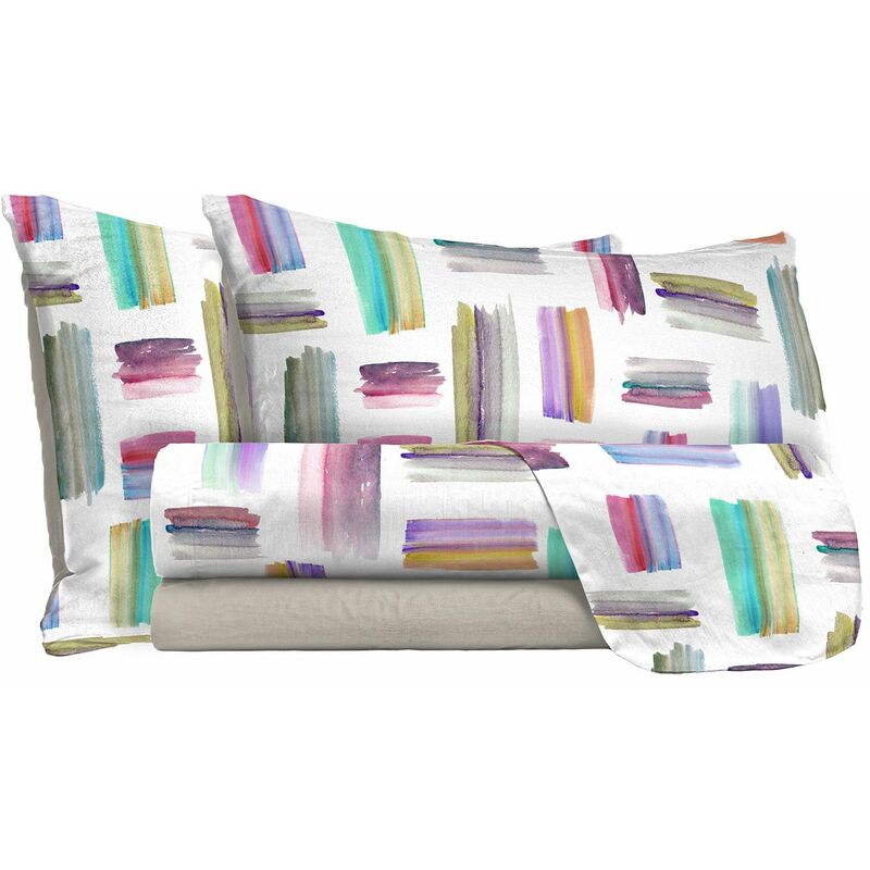 foto del prodotto giordanoshop set lenzuola matrimoniale con stampa sopra sotto e federe multicolor