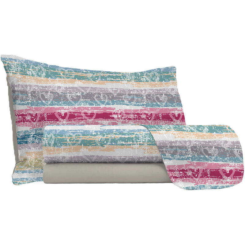 foto del prodotto giordanoshop set lenzuola singolo con stampa sopra sotto e federe love lines