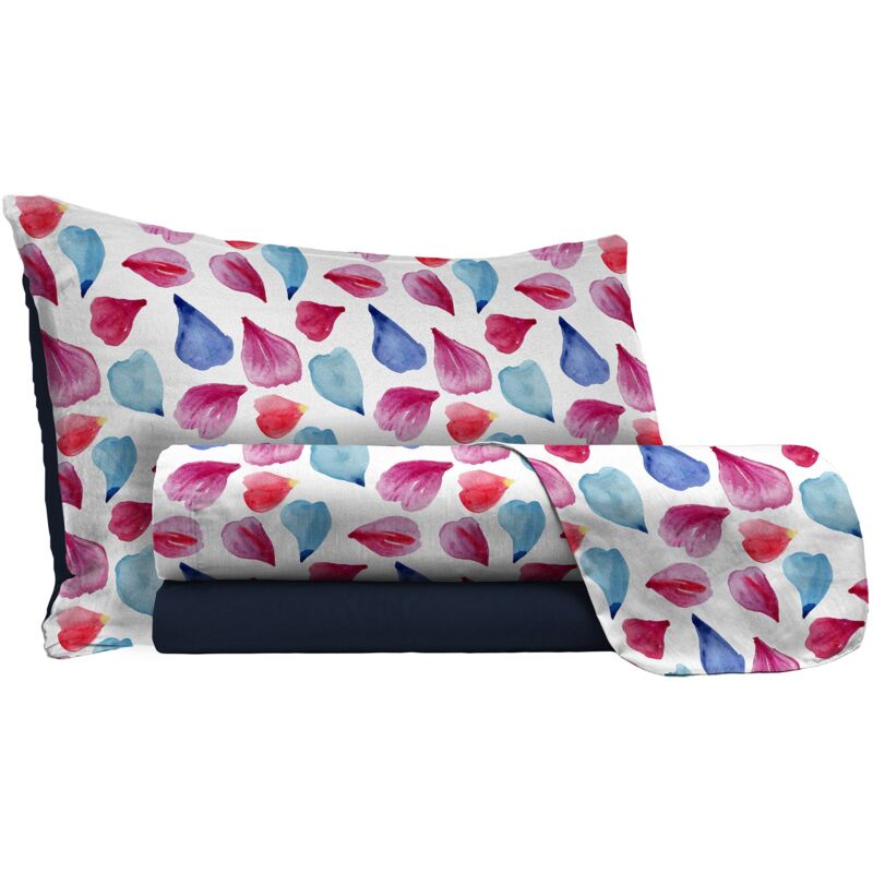 foto del prodotto giordanoshop set lenzuola singolo con stampa sopra sotto e federe petali