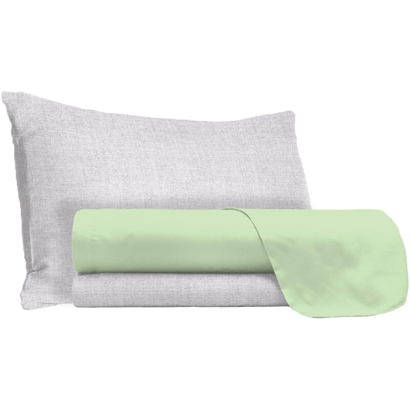foto del prodotto giordanoshop set lenzuola singolo sopra sotto e federe in cotone pistacchio