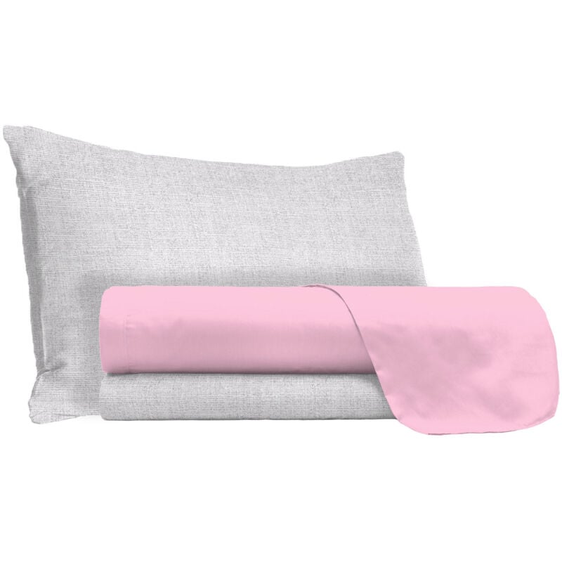 foto del prodotto giordanoshop set lenzuola singolo sopra sotto e federe in cotone rosa