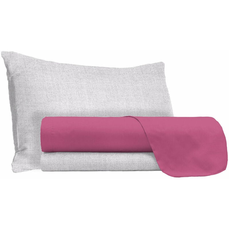 foto del prodotto giordanoshop set lenzuola singolo sopra sotto e federe in cotone vinaceo