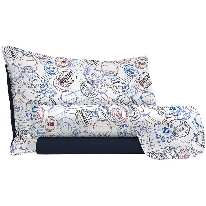 foto del prodotto giordanoshop set lenzuola singolo sopra sotto e federe in microfibra travel life