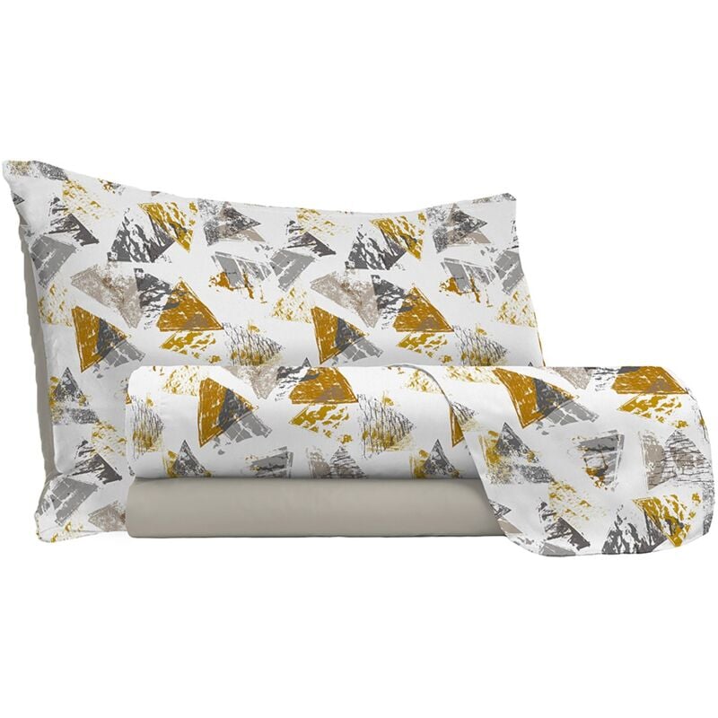 foto del prodotto giordanoshop set lenzuola singolo sopra sotto e federe in microfibra urban giallo