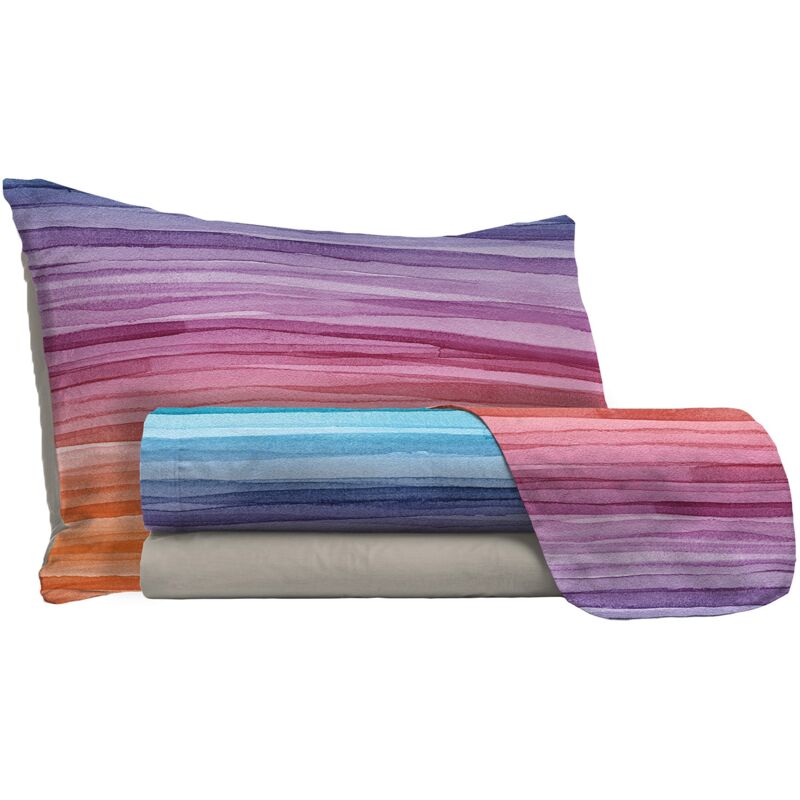 foto del prodotto giordanoshop set lenzuola singolo stampa sopra sotto e federe rainbow
