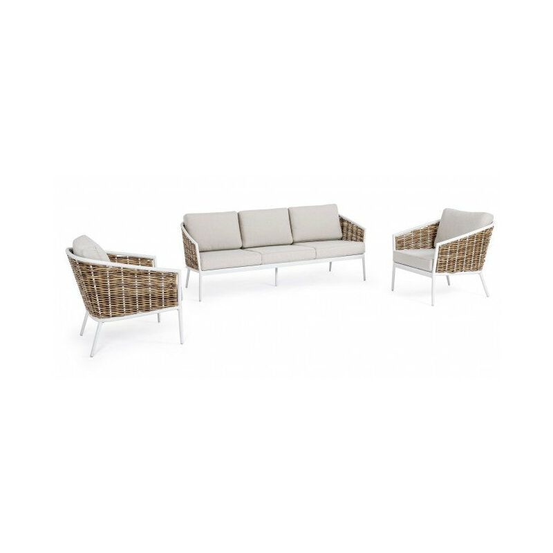 foto del prodotto giordanoshop set salotto da giardino divano 2 poltrone con cuscini maribela bianco