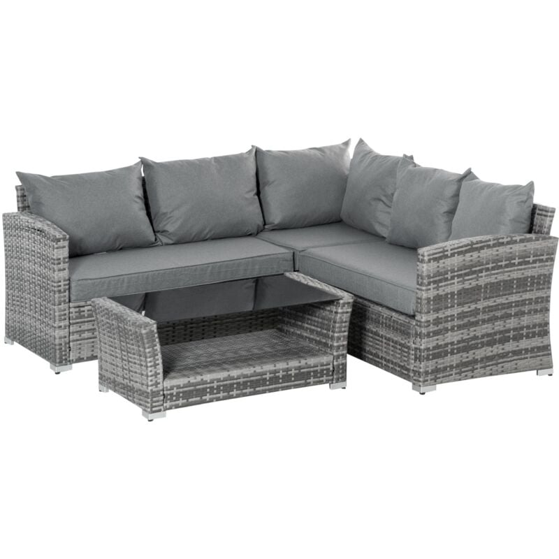 foto del prodotto giordanoshop set salotto da giardino divano angolare e tavolino in rattan grigio