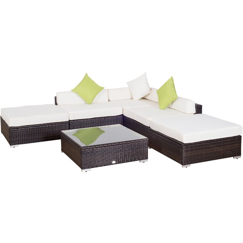 foto del prodotto giordanoshop set salotto da giardino in rattan sintetico divano 2 pouf e tavolino marrone