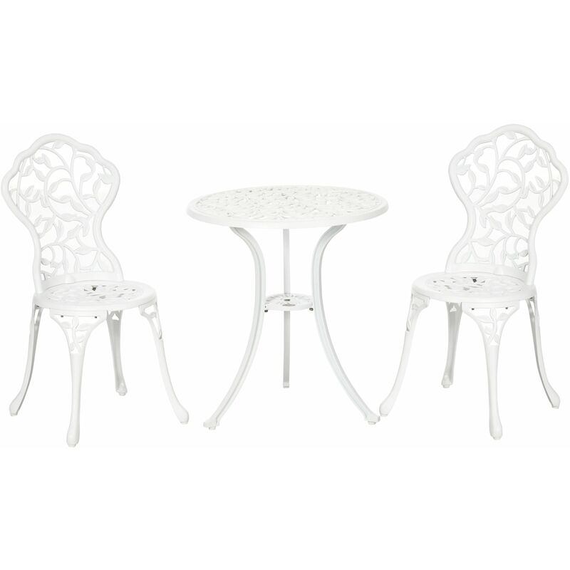 foto del prodotto giordanoshop set tavolino e 2 sedie da giardino in alluminio bianco