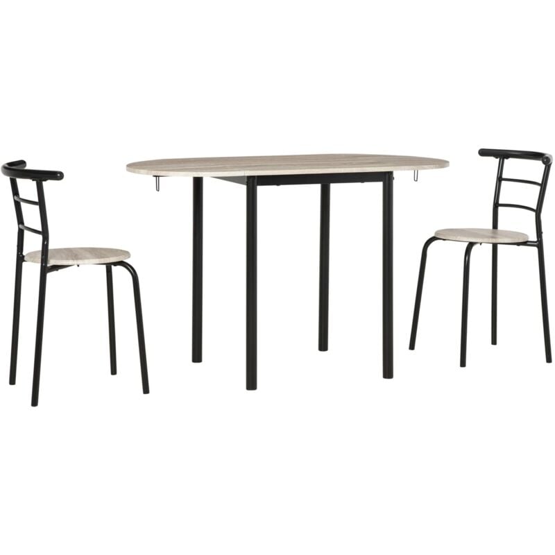 foto del prodotto giordanoshop - set tavolo e 2 sdie da giardino in mdf e acciaio nero