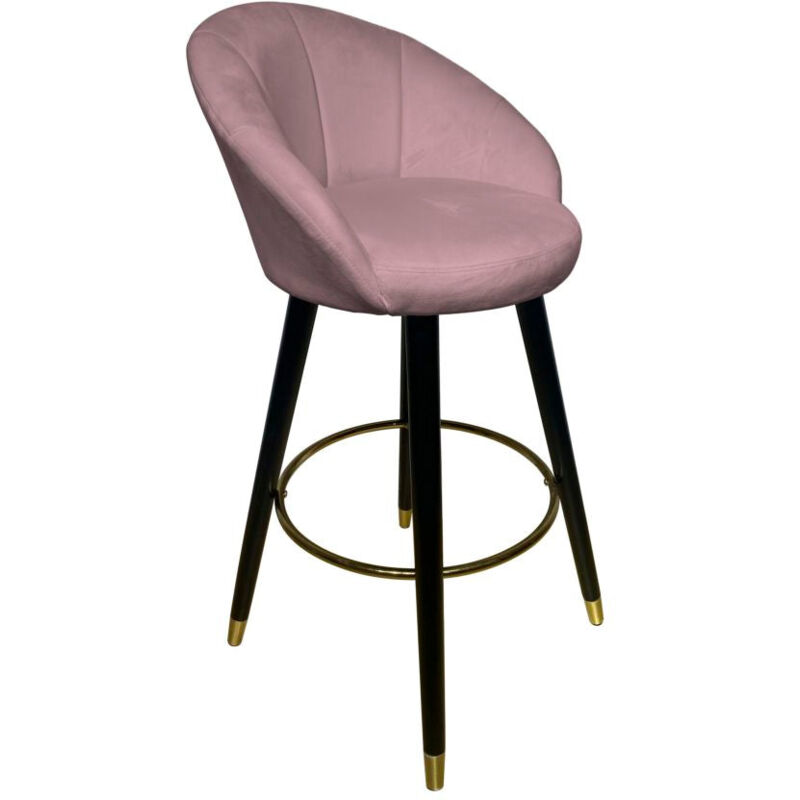 foto del prodotto giordanoshop sgabello bar prague rosa 55x56x104 cm legno e spugna rosa nero e oro