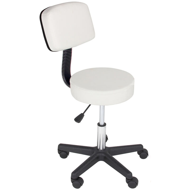 foto del prodotto giordanoshop sgabello estetista girevole schienale seduta in ecopelle salone studio bianco