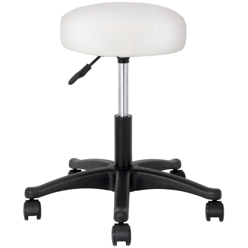 foto del prodotto giordanoshop sgabello estetista girevole seduta imbottita 10cm ecopelle salone studio bianco