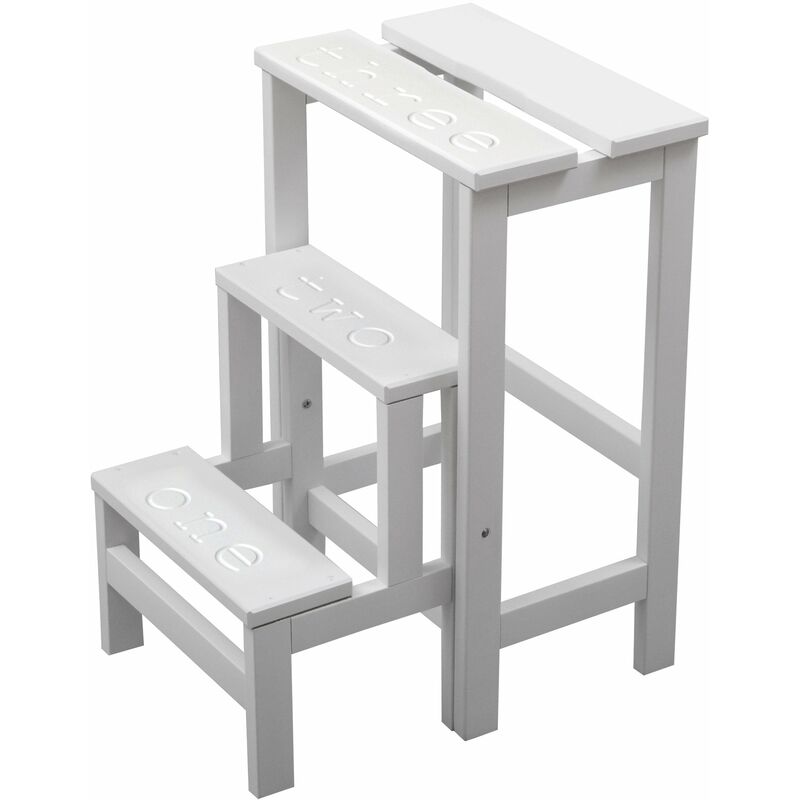 foto del prodotto giordanoshop sgabello scaletta 60x40x46 cm in legno bianco