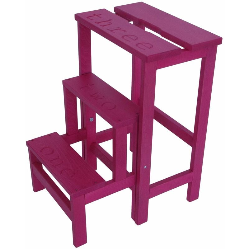 foto del prodotto giordanoshop sgabello scaletta 60x40x46 cm in legno fucsia