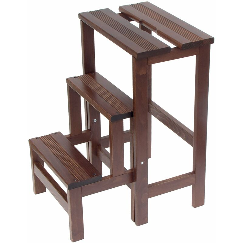 foto del prodotto giordanoshop sgabello scaletta 60x40x46 cm in legno noce