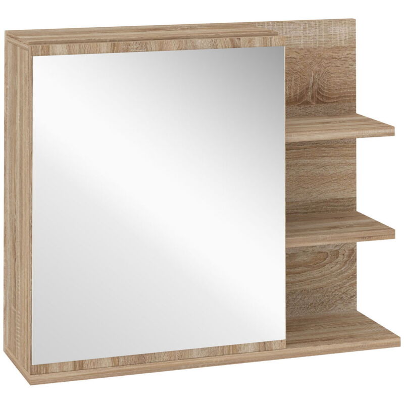 foto del prodotto giordanoshop specchiera bagno con anta e 3 ripiani laterali in legno 60x18x50cm bicolor