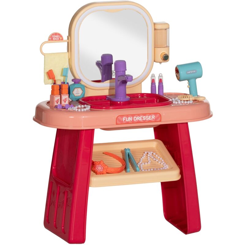 foto del prodotto giordanoshop specchiera giocattolo per bambini tavolo toeletta con accessori e rubinetto rosa