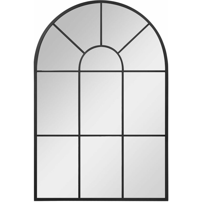 foto del prodotto giordanoshop specchio a parete e a forma di arco 91x60 cm in metallo nero e vetro