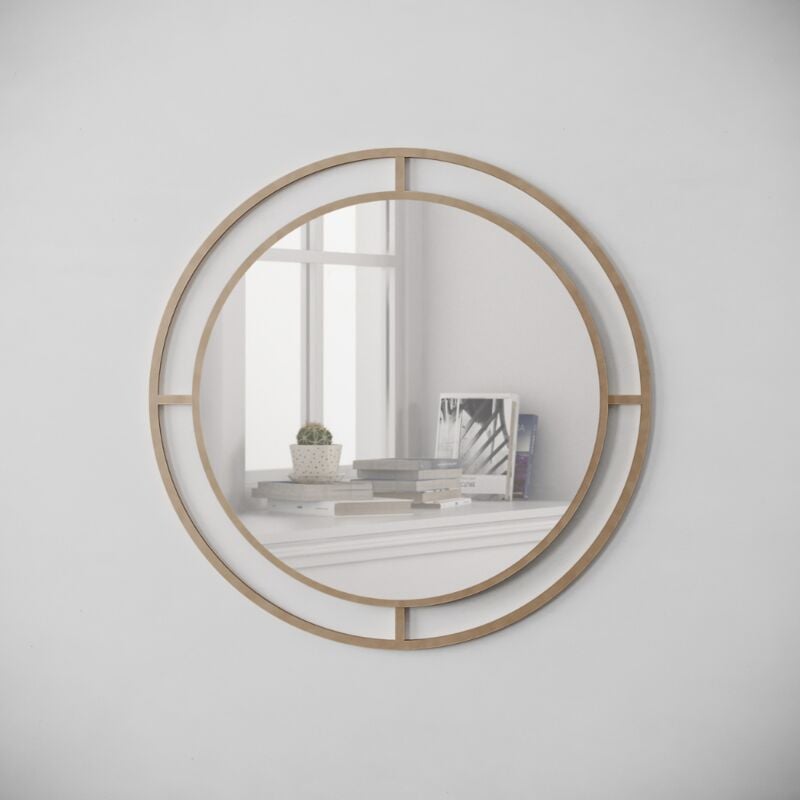foto del prodotto giordanoshop specchio bubble 57x57 cm con doppia cornice in metallo oro