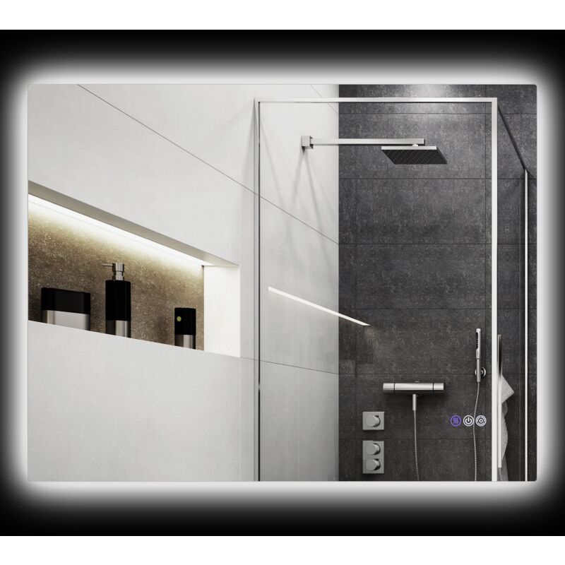 foto del prodotto giordanoshop specchio da bagno antiappannamento retroilluminato led luminosit regolabile 80x60x4 cm