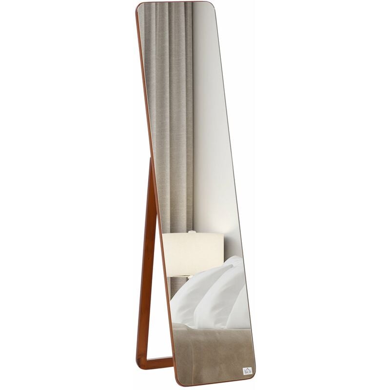 foto del prodotto giordanoshop specchio da terra e parete 37x43x156 cm struttura in legno noce chiaro