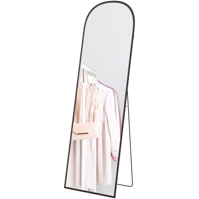 foto del prodotto giordanoshop specchio da terra e parete moderno con supporto pieghevole 50x161,5 cm in lega di alluminio nero