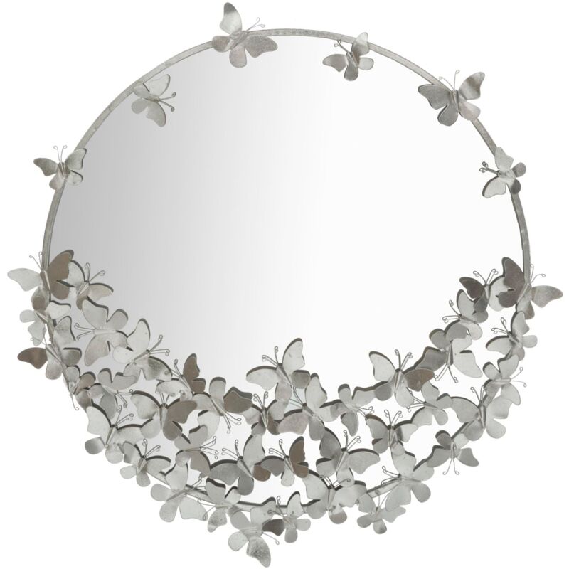foto del prodotto giordanoshop specchio farfalle round argento 91x3x94 cm in ferro argento