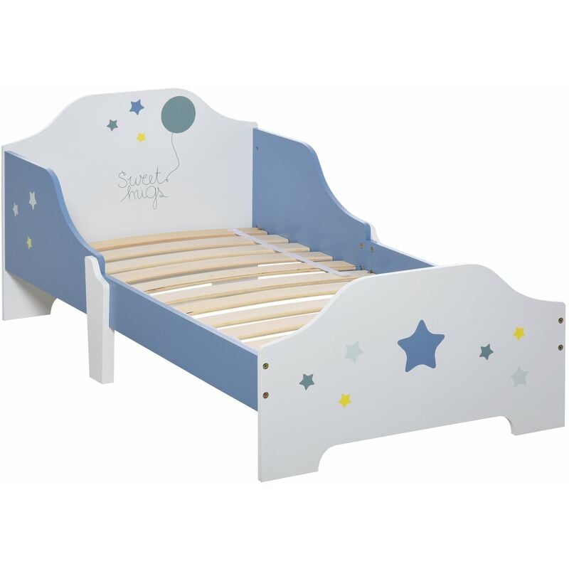 foto del prodotto giordanoshop struttura letto singolo per bambini 143x74x59 cm in compensato di pioppo blu e bianco