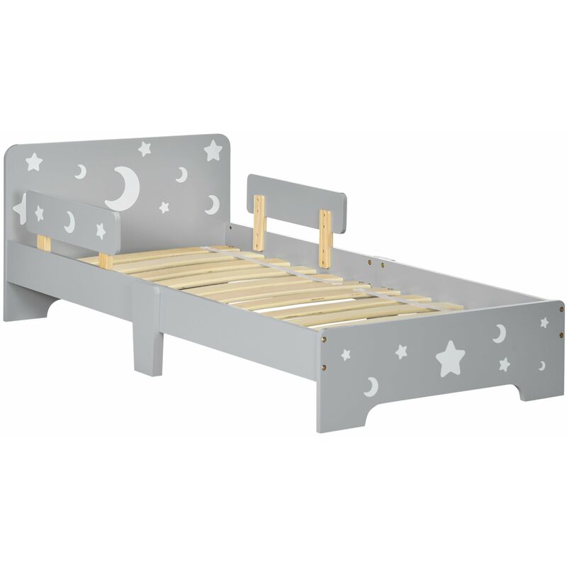 foto del prodotto giordanoshop struttura letto singolo per bambini 143x76x49 cm con motivi a stelle e luna in pannelli di mdf e truciolato grigio
