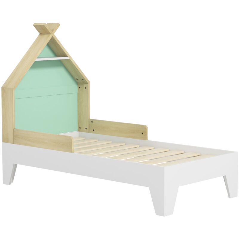 foto del prodotto giordanoshop struttura letto singolo per bambini 144x74x110 cm casetta con sponde in legno verde