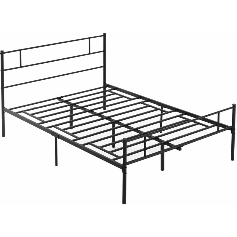 foto del prodotto giordanoshop struttura letto una piazza e mezzo 140x200 cm in acciaio con doghe integrate nero