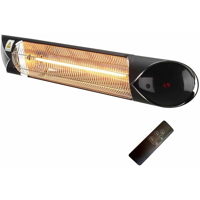 foto del prodotto giordanoshop stufa elettrica ad infrarossi da esterno 88x13x9 cm in fibra di carbonio pegaso nero