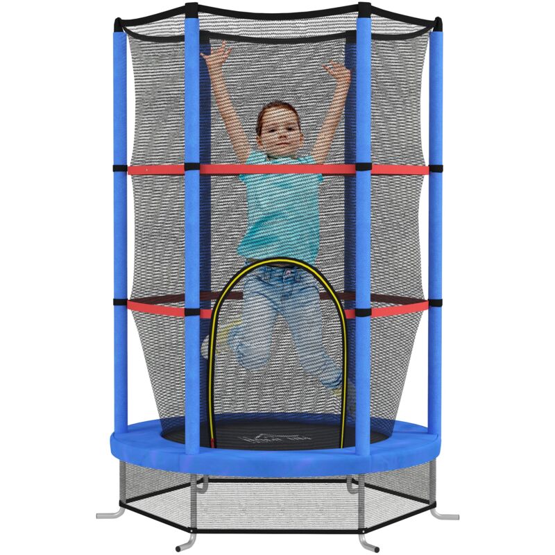 foto del prodotto giordanoshop tappeto elastico per bambini 3 6 anni 140x190 cm con rete di protezione blu e nero
