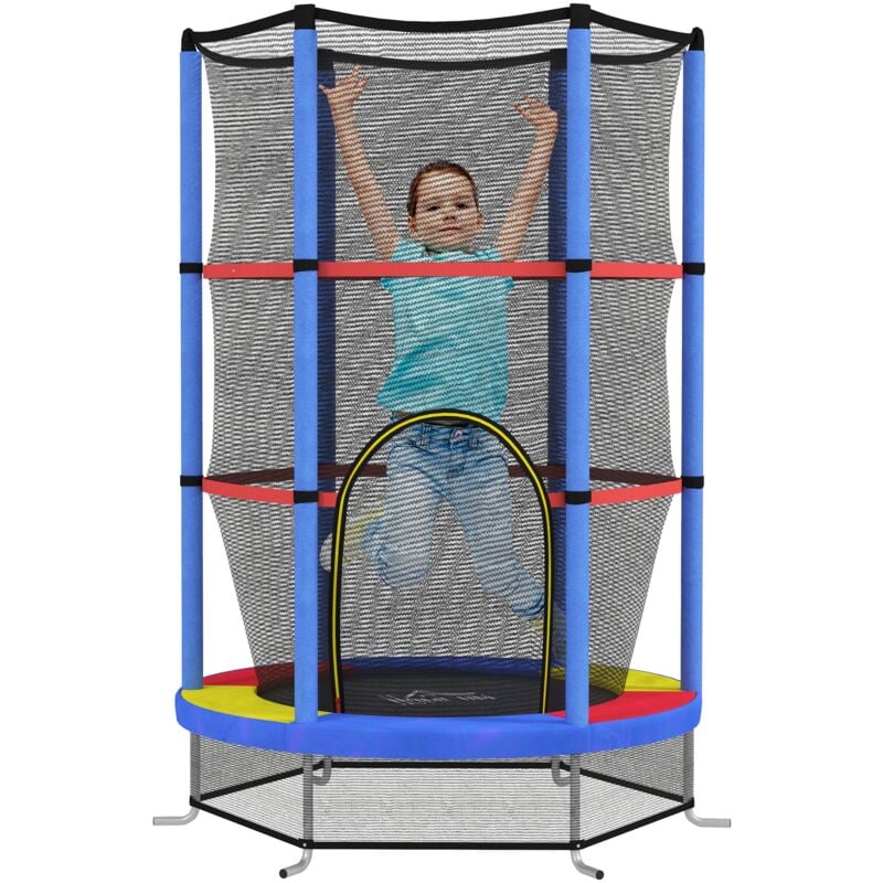 foto del prodotto giordanoshop tappeto elastico per bambini 3 6 anni 140x190 cm con rete di protezione multicolore