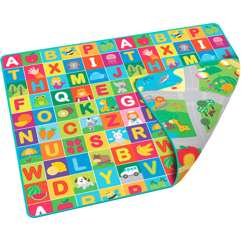 foto del prodotto giordanoshop tappeto morbido per bambini 200x160 cm arrotolabile doppia grafica multicolore