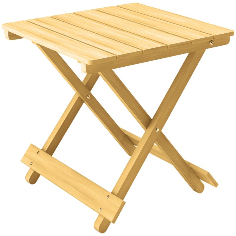 foto del prodotto giordanoshop tavolino da esterno pieghevole 40x43x40 cm con piano a doghe in legno naturale