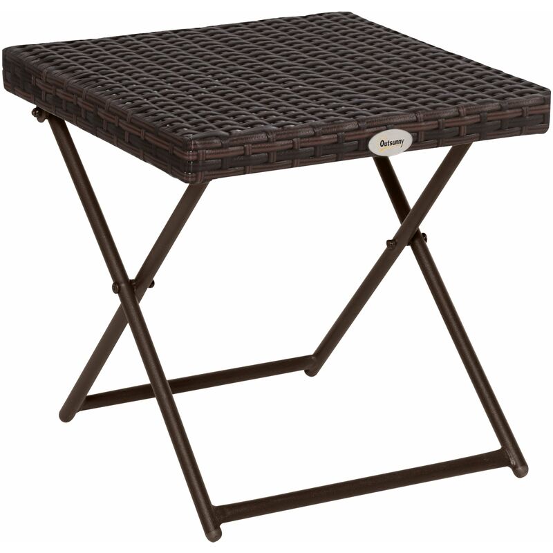 foto del prodotto giordanoshop tavolino pieghevole da giardino 40x40x40 cm in rattan sintetico marrone