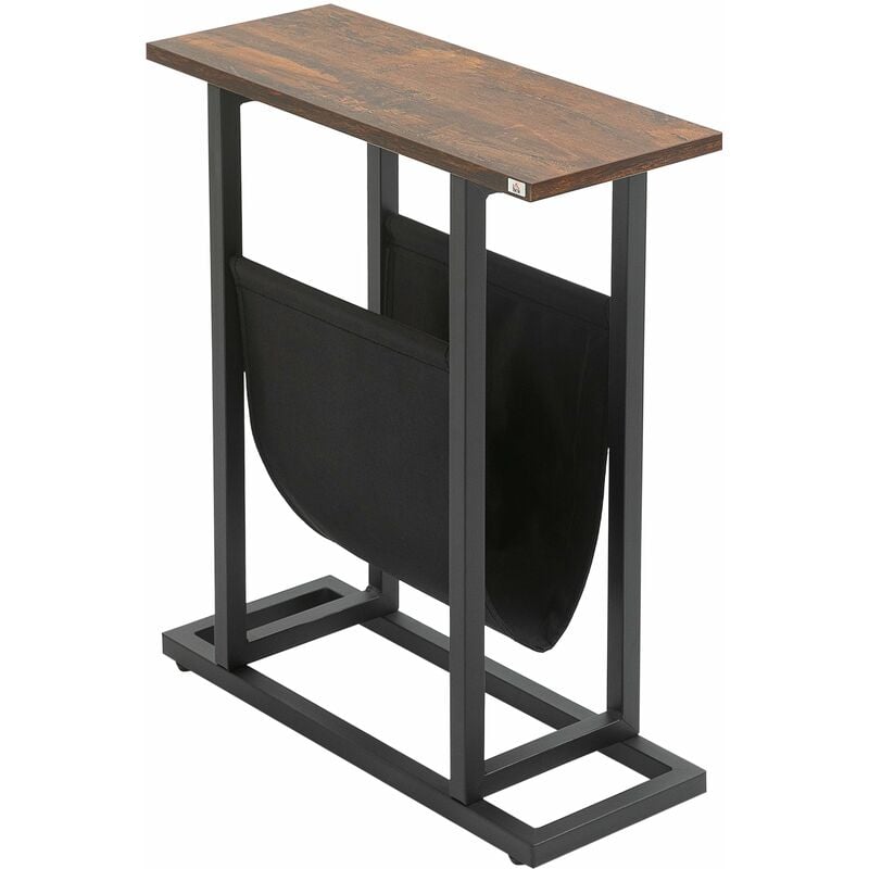 foto del prodotto giordanoshop tavolino salotto con borsa portaoggetti 49x19x55 cm in truciolato e acciaio marrone e nero