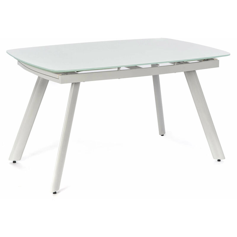 foto del prodotto giordanoshop tavolo allungabile 140 175 210x90x76 cm in metallo con top in vetro bianco