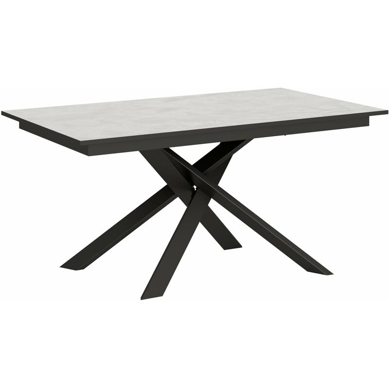 foto del prodotto giordanoshop tavolo allungabile 160 220x90x74 cm ganty piano bianco spatolato bordo antracite