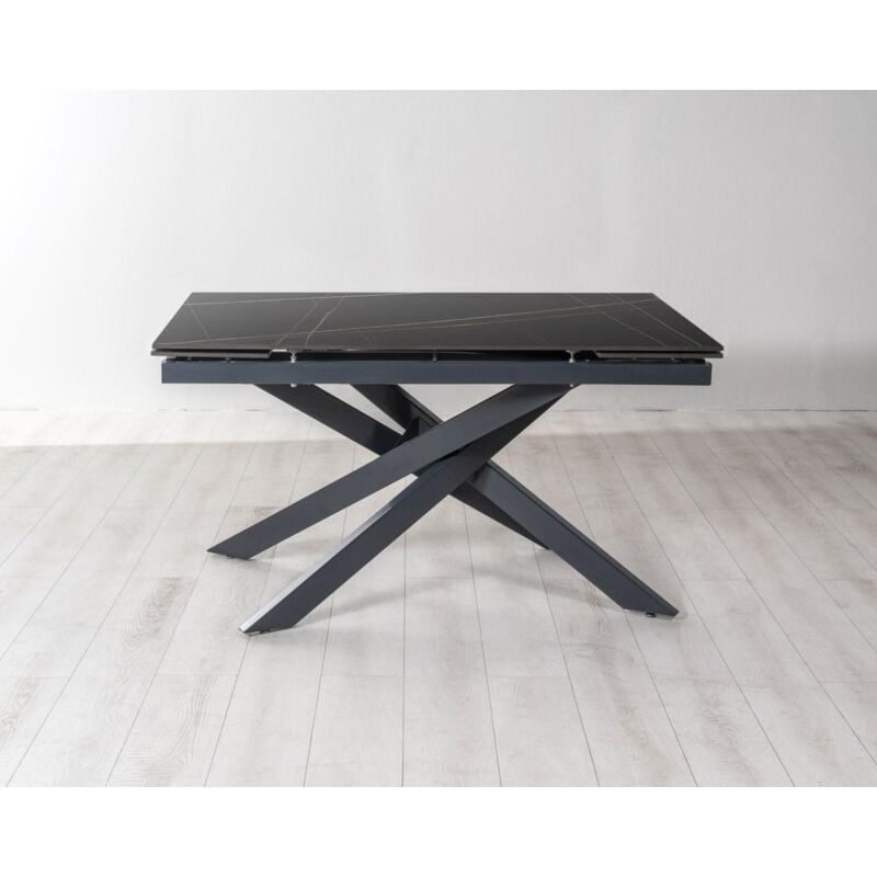 foto del prodotto giordanoshop tavolo allungabile 80x140 200x76 cm in ceramica marmo ares nero