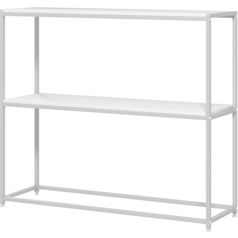 foto del prodotto giordanoshop tavolo consolle da ingresso con ripiano aperto 100x30x87 cm in acciaio e truciolato bianco