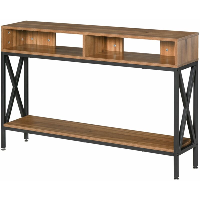 foto del prodotto giordanoshop tavolo consolle per ingresso 3 ripiani 120x23,5x75 cm noce e nero