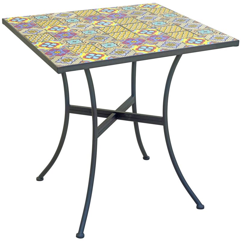 foto del prodotto giordanoshop tavolo da giardino 70x70x72 cm mosaico con mosaico design maiolica