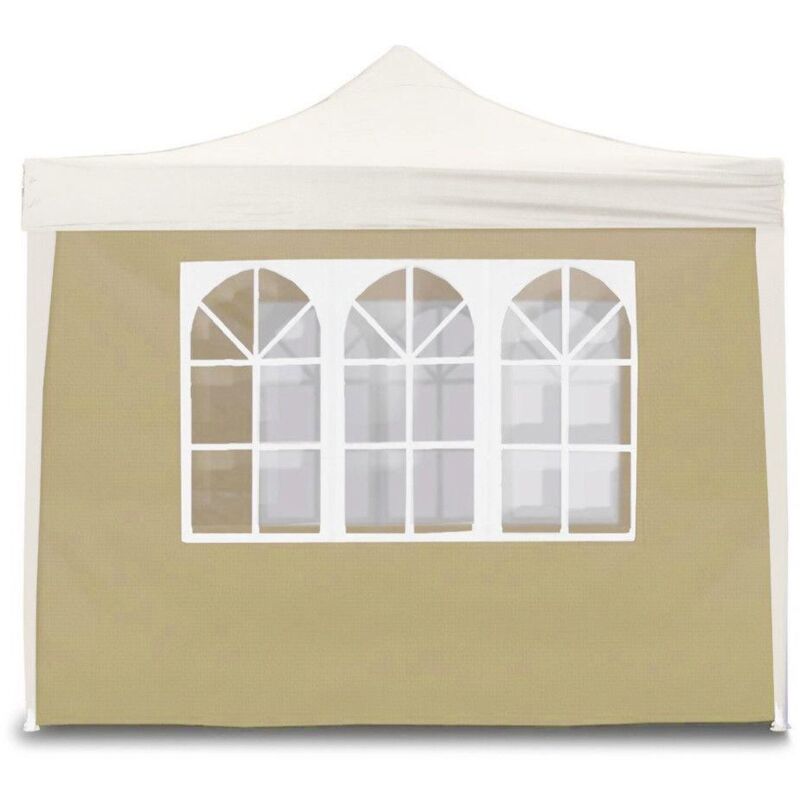 foto del prodotto giordanoshop - telo di ricambio laterale per gazebo pieghevole 3x2m con finestre beige
