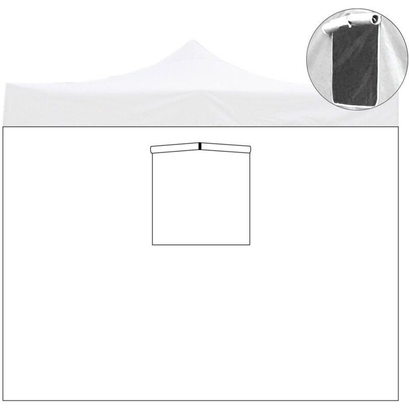 foto del prodotto giordanoshop telo di ricambio laterale per gazebo pieghevole 3x2m impermeabile con finestra bianco
