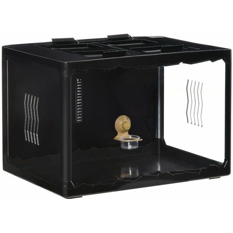 foto del prodotto giordanoshop terrario per tartarughe di terra 60x40x40,5 cm con termometro 18 34 nero