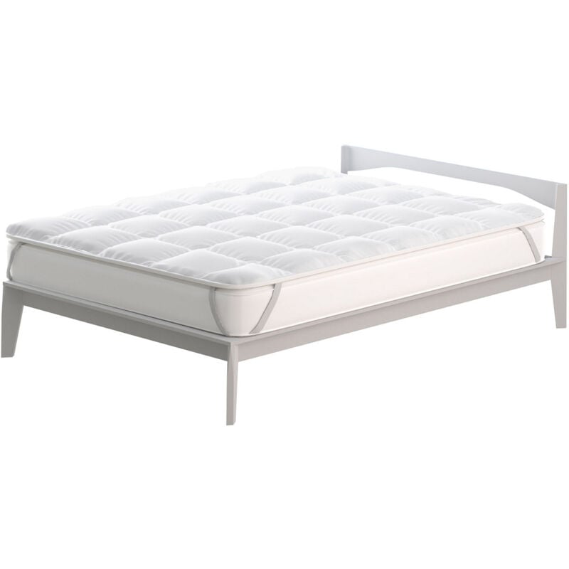 foto del prodotto giordanoshop topper 1 piazza e mezzo trapuntato 300 gr mq con elastici basic bianco