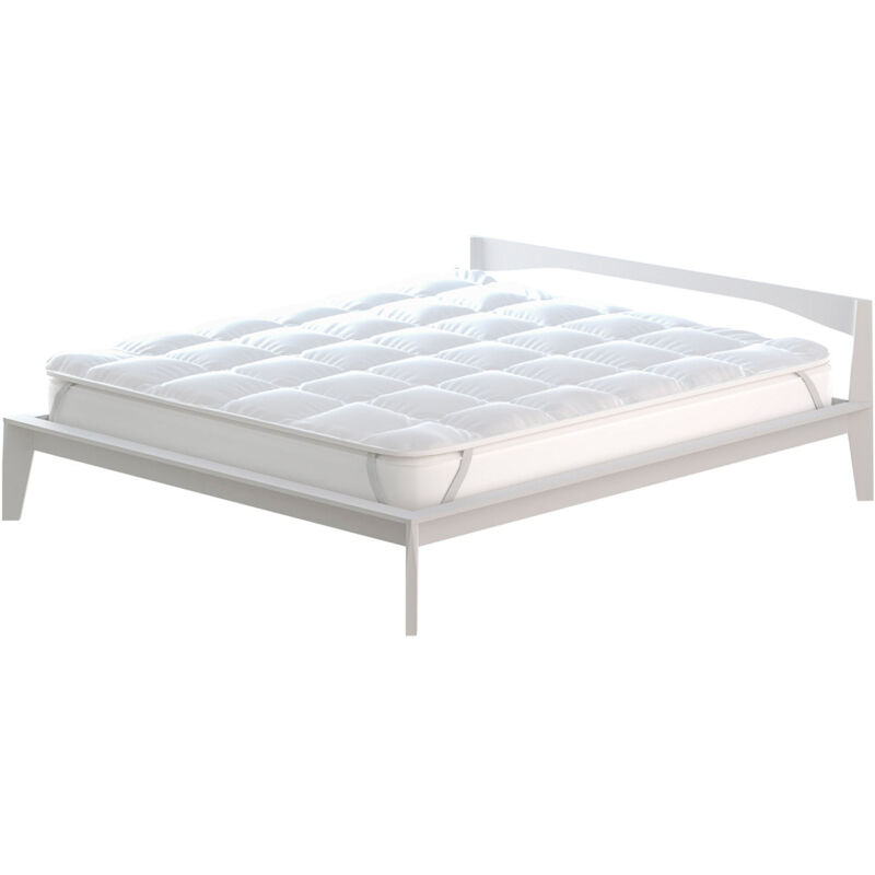 foto del prodotto giordanoshop topper matrimoniale trapuntato 300 gr mq con elastici basic bianco
